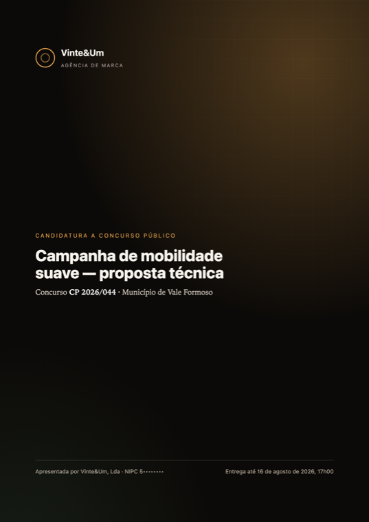 Primeira página da candidatura a concurso de exemplo