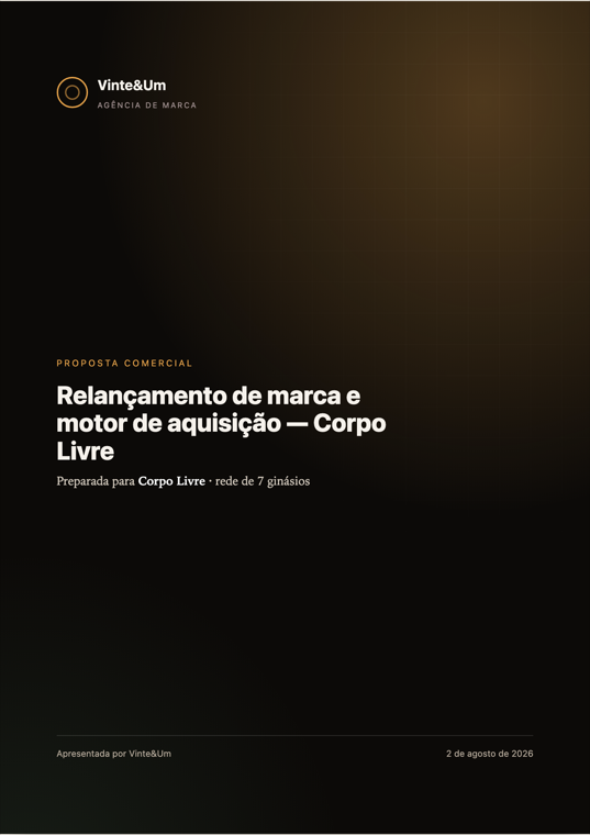 Primeira página da proposta comercial de exemplo